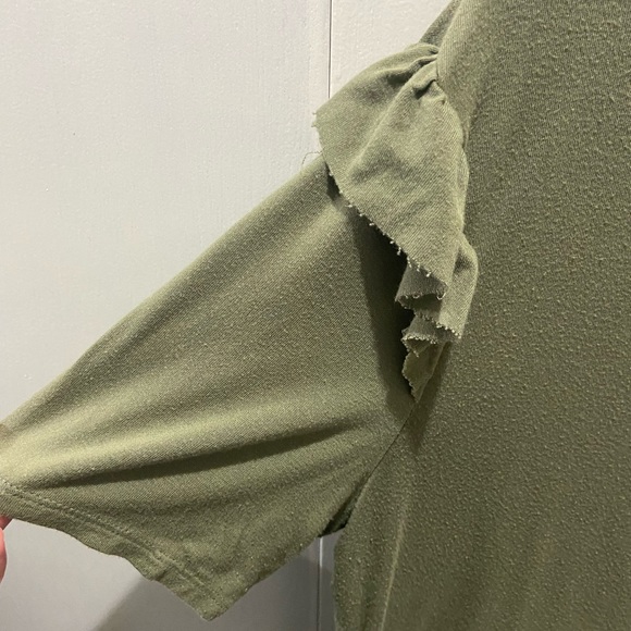 Olive Ruffle Maternity Shirt - Picture 2 of 5